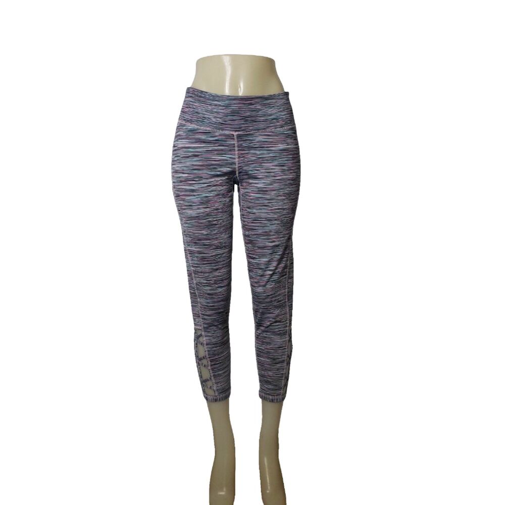 Ideology Space Dyed Cutout Ankle Cropped Leggings Womens Size Large